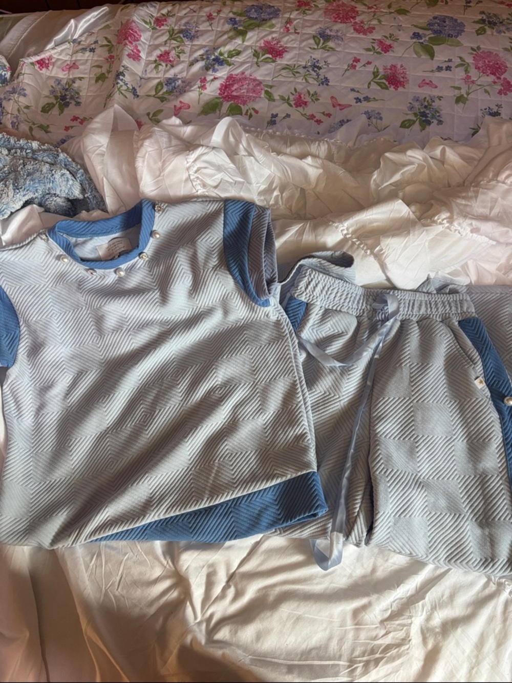 Simply Southern Light Blue & Blue Quilted Track Set - Top and Joggers